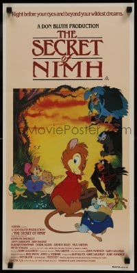 5c885 SECRET OF NIMH Aust daybill 1983 Don Bluth, mouse fantasy cartoon artwork by Tim Hildebrandt!