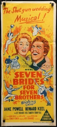 5c888 SEVEN BRIDES FOR SEVEN BROTHERS Aust daybill 1954 art of Jane Powell & Howard Keel!
