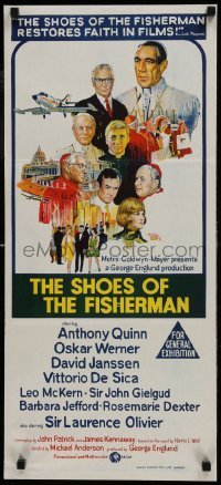 5c894 SHOES OF THE FISHERMAN Aust daybill 1969 Pope Anthony Quinn tries to prevent World War III!