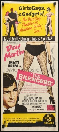 5c896 SILENCERS Aust daybill 1966 different sexy art of Dean Martin & the Slaygirls!