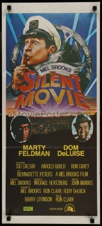 5c897 SILENT MOVIE Aust daybill 1976 Marty Feldman, Dom DeLuise, art of Mel Brooks by John Alvin!