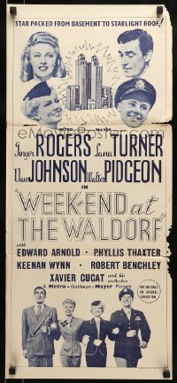 5c981 WEEK-END AT THE WALDORF Aust daybill R1940s Ginger Rogers, Lana Turner, Pidgeon, Johnson