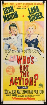 5c986 WHO'S GOT THE ACTION Aust daybill 1962 Daniel Mann directed, Dean Martin & Lana Turner!