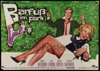 5c157 BAREFOOT IN THE PARK German 33x47 1967 great artwork of Robert Redford & sexy Jane Fonda!