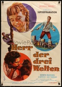 5c188 3 WORLDS OF GULLIVER German 1960 Harryhausen fantasy classic, giant Kerwin Mathews, Braun!