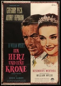 5c276 ROMAN HOLIDAY German R1960s completely different Goetze art of Audrey Hepburn & Gregory Peck!