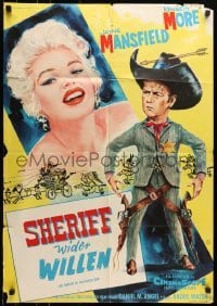 5c287 SHERIFF OF FRACTURED JAW German 1959 sexy burlesque Jayne Mansfield, sheriff Kenneth More!