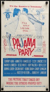 5c836 PAJAMA PARTY New Zealand daybill 1964 Annette Funicello in sexy lingerie, Tommy Kirk, Buster Keaton!