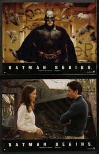 5c458 BATMAN BEGINS 8 French LCs 2005 great images of Christian Bale as the Caped Crusader!