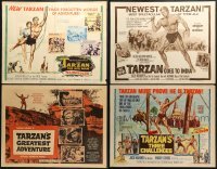 5d076 LOT OF 4 FORMERLY FOLDED TARZAN HALF-SHEETS 1950s-1960s Greatest Adventure, Goes to India!