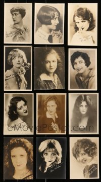 5d410 LOT OF 12 DELUXE 5X7 FAN PHOTOS WITH FACSIMILE SIGNATURES 1920s portraits of leading ladies!