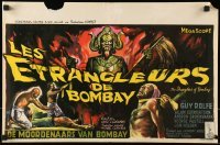 5f250 STRANGLERS OF BOMBAY Belgian 1960 wild artwork of berserk murder cultist strangling woman!