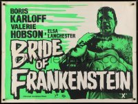 5f193 BRIDE OF FRANKENSTEIN British quad R1960s different art of Karloff as the monster w/Hobson!