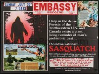 5f211 SASQUATCH British quad 1978 cool art & different information, Bigfoot in the woods!