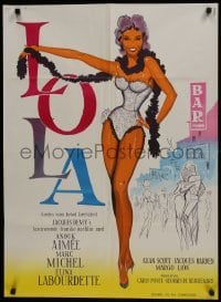 5f097 LOLA Danish 1962 full-length art of sexy dancer Anouk Aimee in title role by Aage Lundvald!