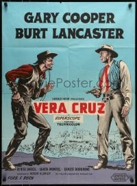 5f105 VERA CRUZ Danish 1956 artwork of cowboys Gary Cooper & Burt Lancaster by K. Wenzel!