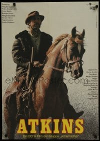 5f517 ATKINS East German 23x32 1986 western cowboy Oleg Borisov in the title role on horseback!