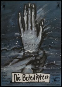 5f533 DIE BETEILIGTEN East German 23x32 1989 Gerhat Brandt art of hand emerging from water!