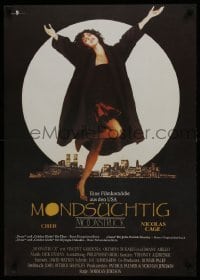 5f575 MOONSTRUCK East German 23x32 1989 Nicholas Cage, Dukakis, Cher in front of NYC skyline!