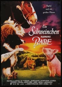 5f130 BABE German 1995 classic talking pig, children's farm animal comedy!