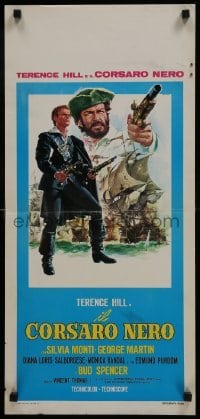 5f786 BLACKIE THE PIRATE Italian locandina 1971 cool art of Terence Hill & Bud Spencer by Casaro!
