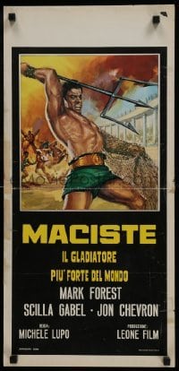 5f794 COLOSSUS OF THE ARENA Italian locandina R1967 gladiator Mark Forest as Maciste!