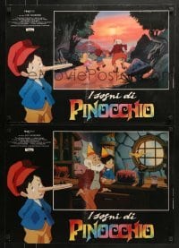 5f757 PINOCCHIO & THE EMPEROR OF THE NIGHT group of 4 Italian 18x26 pbustas 1989 cartoon images!