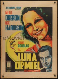 5f028 OVER THE MOON Mexican poster 1940 Merle Oberon, Harrison, Juan Antonio Vargas Ocampo art!
