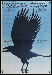 5f934 CUSTOMS Polish 26x39 1983 Wlodzimierz Terechowicz art of crow with a gold coin in its beak!