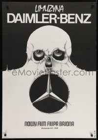 5f935 DAIMLER-BENZ LIMOUSINE teaser Polish 26x38 1982 creepy Erol art of skull & Benz emblem!