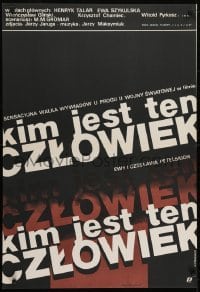 5f954 KIM JEST TEN CZLOWIEK Polish 26x38 1985 WWII, Witold Dybowski wild artwork of man's face!