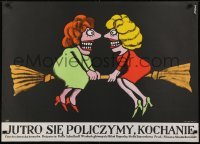 5f998 ZITRA TO ROZTOCIME, DRAHOUSKU Polish 27x38 1978 bizarre Jerzy Flisak art of women on broomstick!