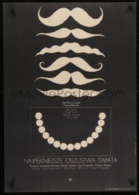 5f848 BEAUTIFUL SWINDLERS Polish 23x33 1966 Chabrol, Polanski, Holdanowicz art of mustache styles!