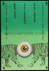 5f857 DERSU UZALA Polish 23x33 1976 Akira Kurosawa, very strange eyeball tiger art by Jankowska!