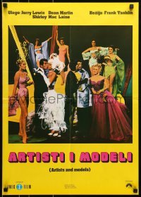 5f254 ARTISTS & MODELS Yugoslavian 19x27 1977 Dean Martin & Jerry Lewis, sexy Eva Gabor!