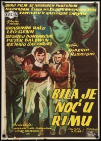 5f267 ESCAPE BY NIGHT Yugoslavian 20x28 1960 Leo Genn, directed by Roberto Rossellini!