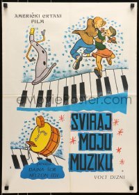 5f287 MAKE MINE MUSIC Yugoslavian 20x28 R1960s Disney feature cartoon, Casey at the Bat & more!