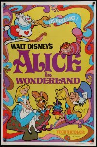 5g551 ALICE IN WONDERLAND 1sh R1981 Walt Disney Lewis Carroll classic, cool psychedelic art
