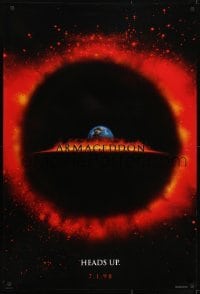 5g561 ARMAGEDDON teaser DS 1sh 1998 Bruce Willis, Ben Affleck, Thornton, ring of fire!