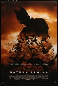 5g572 BATMAN BEGINS advance 1sh 2005 June 17, image of Christian Bale's head and cowl over bats!