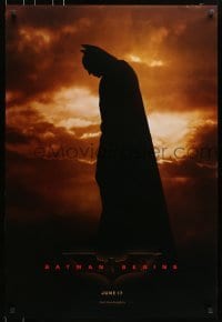 5g573 BATMAN BEGINS teaser 1sh 2005 June 17, full-length image of Christian Bale in title role!