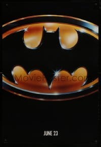 5g571 BATMAN teaser 1sh 1989 directed by Tim Burton, cool image of Bat logo, matte finish!