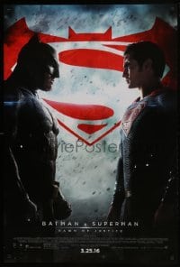 5g580 BATMAN V SUPERMAN advance DS 1sh 2016 Ben Affleck and Henry Cavill in title roles facing off!