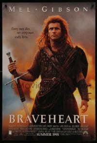 5g602 BRAVEHEART int'l advance DS 1sh 1995 cool image of Mel Gibson as William Wallace!