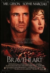 5g604 BRAVEHEART style C int'l DS 1sh 1995 Mel Gibson as William Wallace & Sophie Marceau!