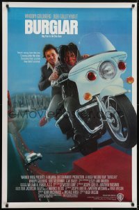 5g608 BURGLAR 1sh 1987 Whoopi Goldberg, Goldthwait on motorcycle over Golden Gate Bridge by Elins!