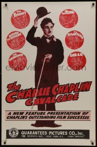 5g614 CHARLIE CHAPLIN CAVALCADE 1sh R1940s The Fireman, Behind the Screen, cool art of Chaplin!
