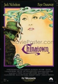 5g232 CHINATOWN 27x40 video poster R1990 art of Jack Nicholson & Faye Dunaway, Roman Polanski classic!