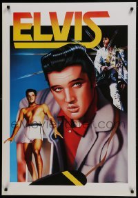 5g306 ELVIS PRESLEY 27x39 Italian commercial poster 1980s artwork of the legend by Anna Montecroci!