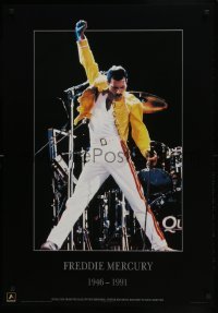 5g310 FREDDIE MERCURY 25x35 English commercial poster 1991 Queen legend on stage with arm raised!